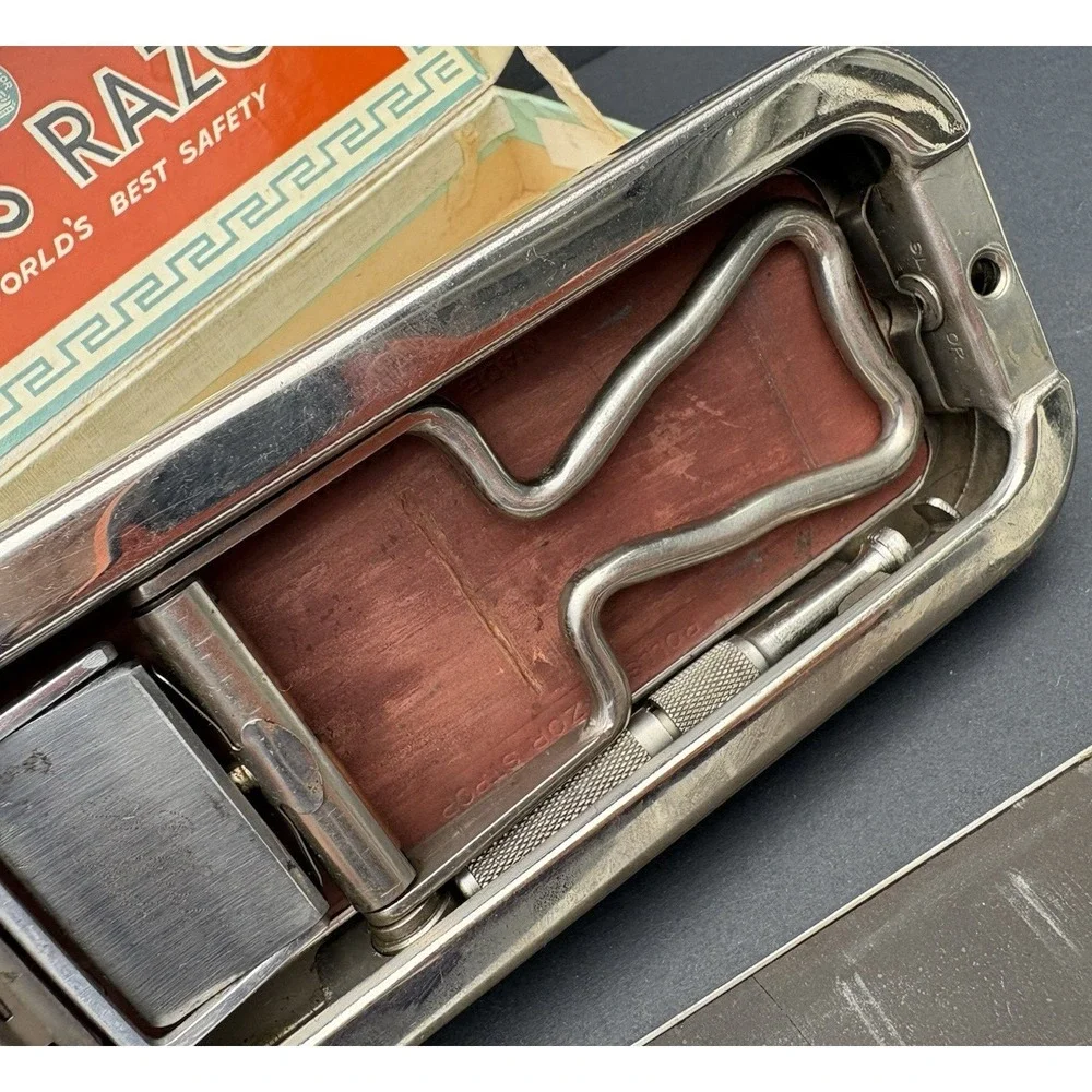 Vintage barber mens Rolls Razor Imperial 2 blade shaver kit original box 1930's